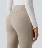 Pantalon  taille haute décontracté évasé côtelé gainant