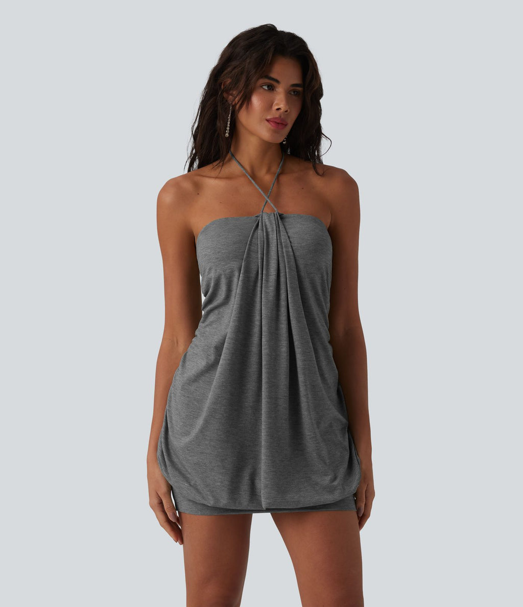 Robe mini moulante à dos nu et brassière intégrée