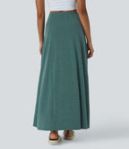 Jupe Évasée Casual Longue Fermeture Éclair Latérale Taille Haute