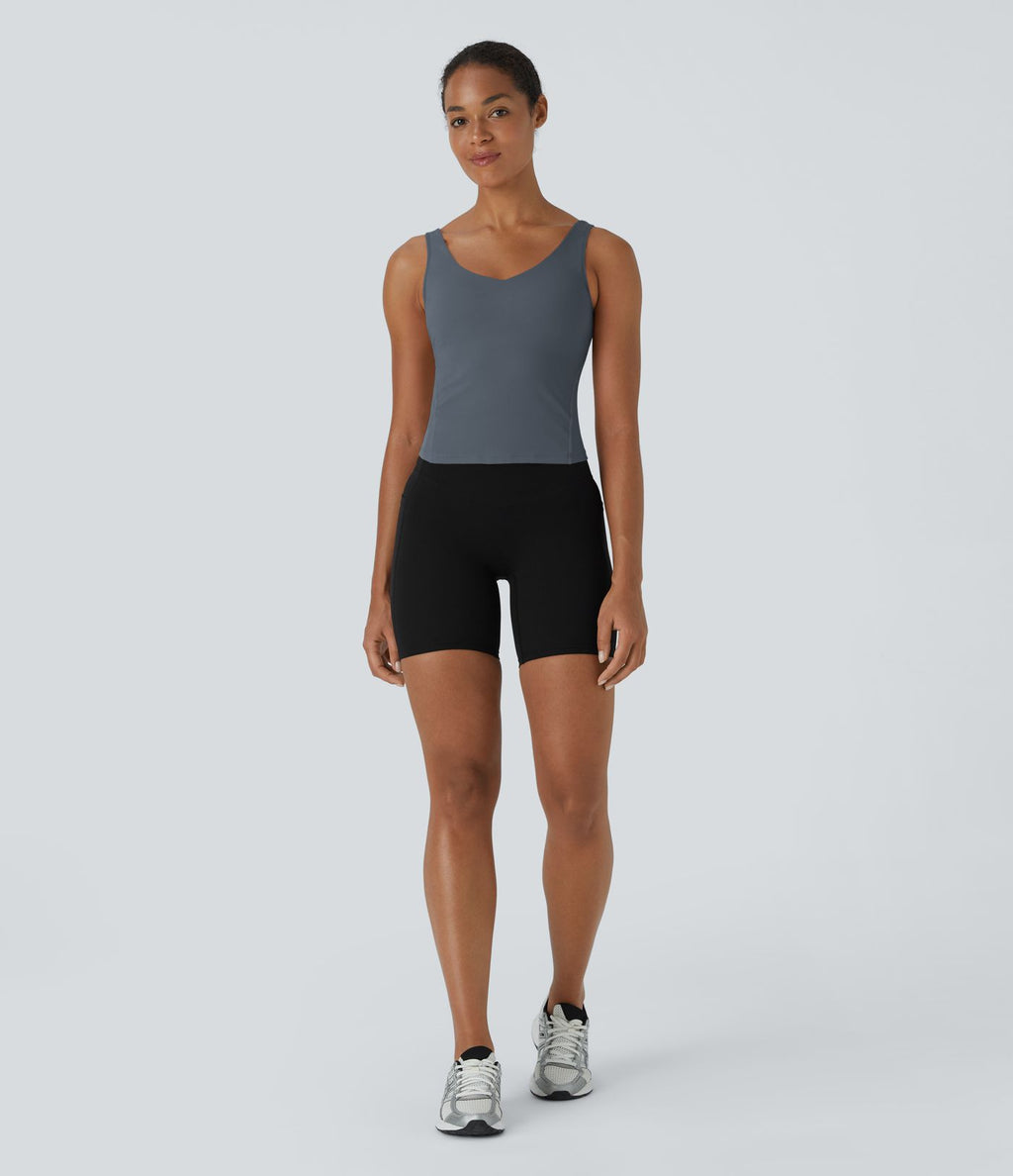 Softlyzero™ Plush Top Débardeur Uni Col en V Soutien-Gorge Intégré