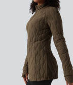 Veste matelassée de sport PuffFlex à col montant, manches longues, fermeture éclair avec passe-pouces et poches