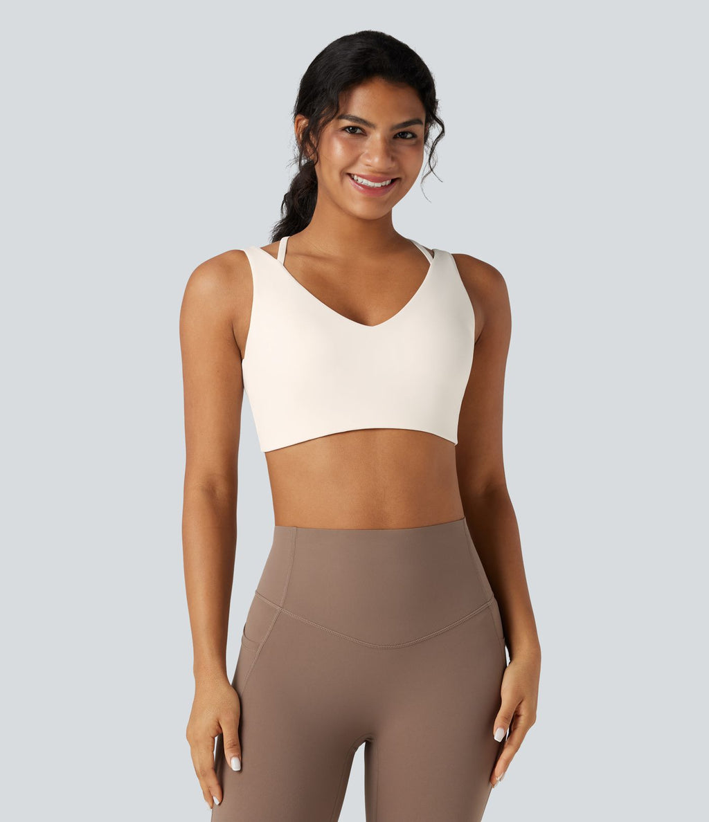 Top de sport yoga SoftlyZero™ Airy 2-en-1 découpe au dos toucher frais