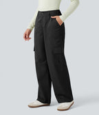 Pantalon coupe droite taille mi-haute avec poches