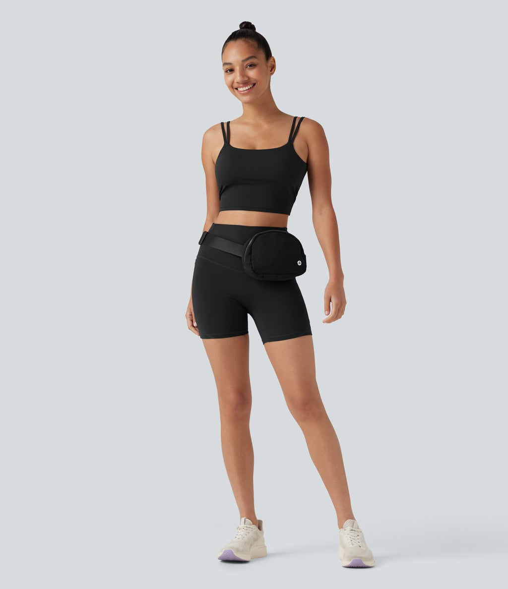 Short biker de yoga Halara UltraSculpt™ taille haute avec détail torsadé au dos, poches, 12,5 cm