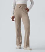 Pantalon de détente maille taille mi-haute avec cordon de serrage et poches