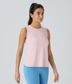 Top Débardeur Yoga Uni à Ourlet Croisé et Découpe