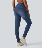 Jean Halara Flex™ skinny décontracté taille mi-haute zippé, effet ventre plat, avec poches