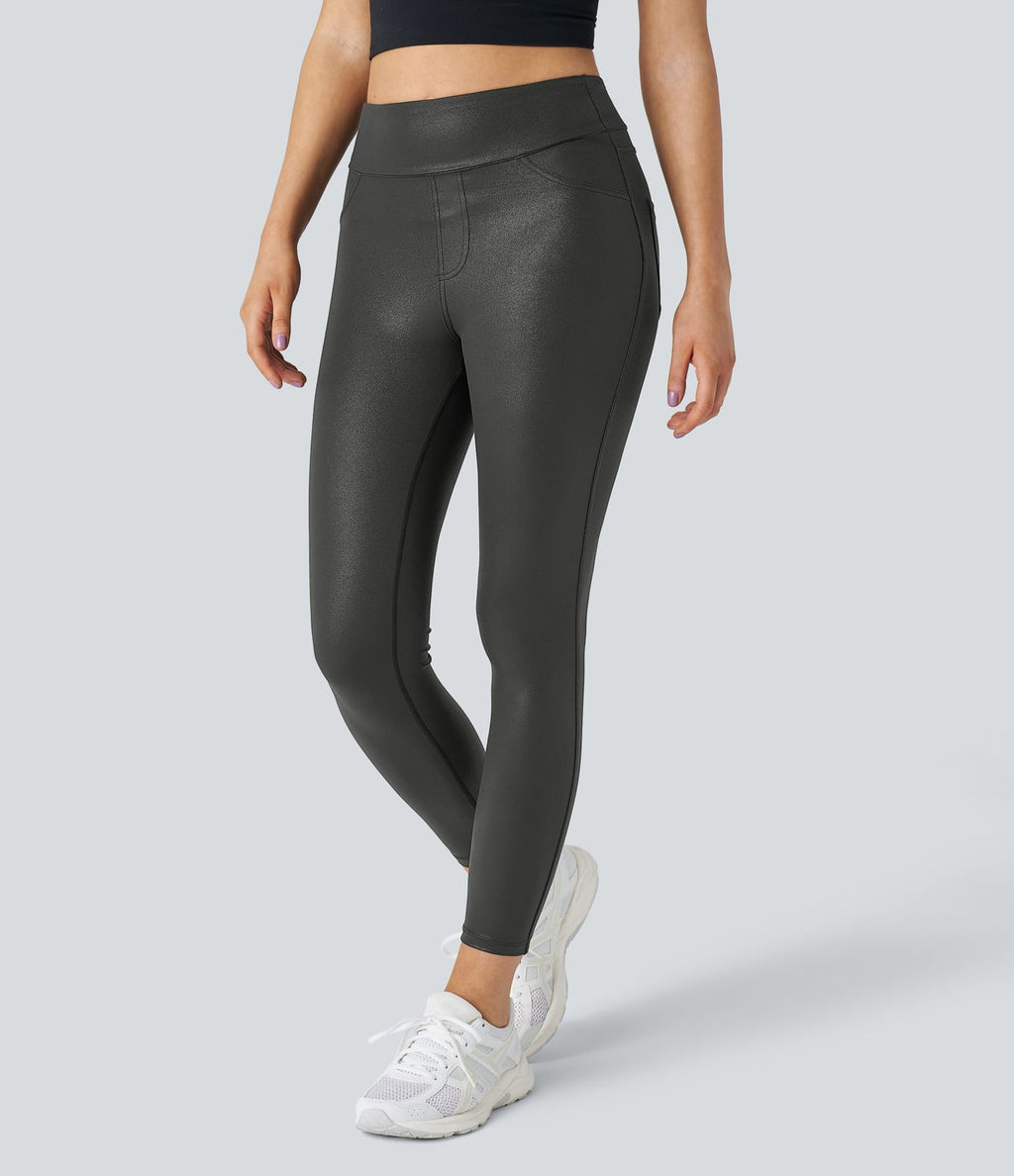 Softlyzero™ Legging Travail Taille Haute Tissu Enduit Poche Latérale Arrière