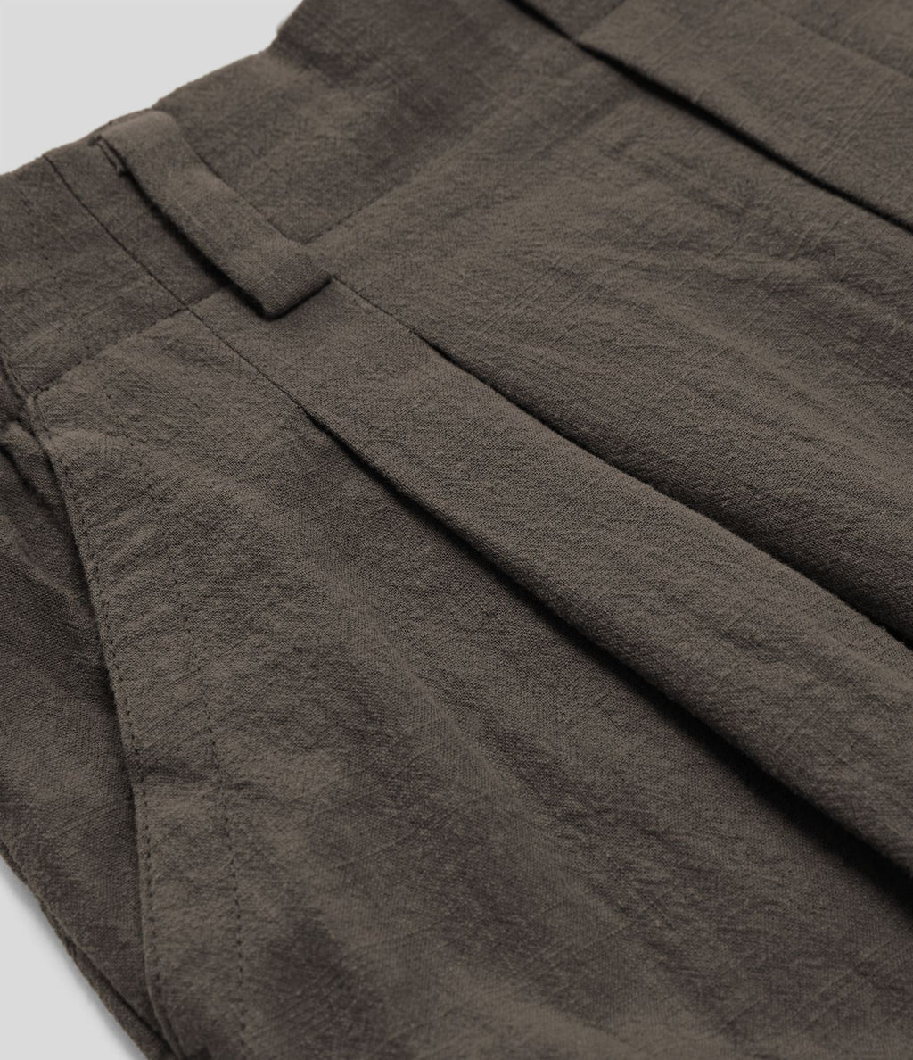 Pantalon Fluide Large Taille Haute Poches Latérales Palazzo Solide Casual Linen-Feel