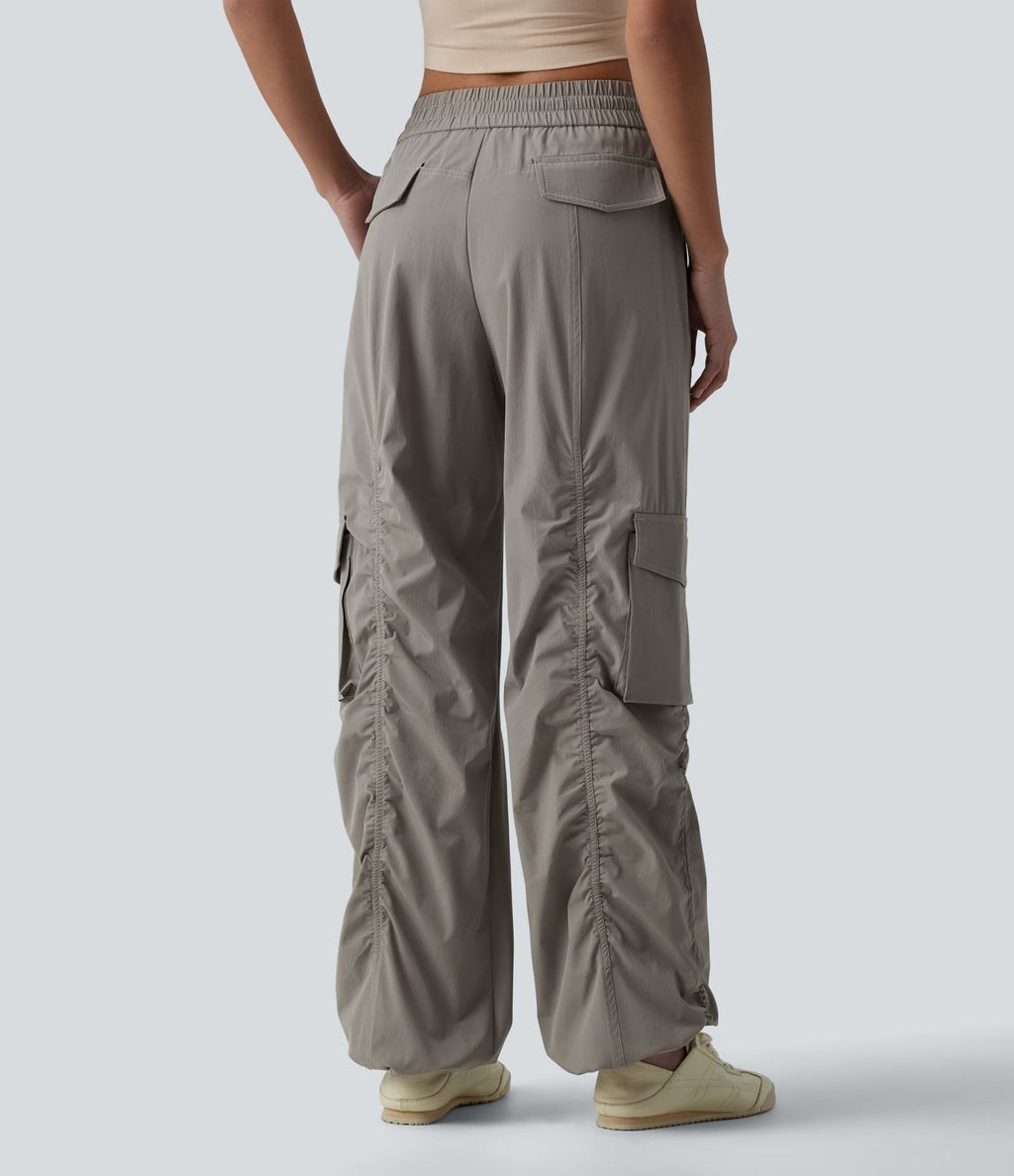 Jogging cargo ample décontracté taille haute avec cordon de serrage avec poches