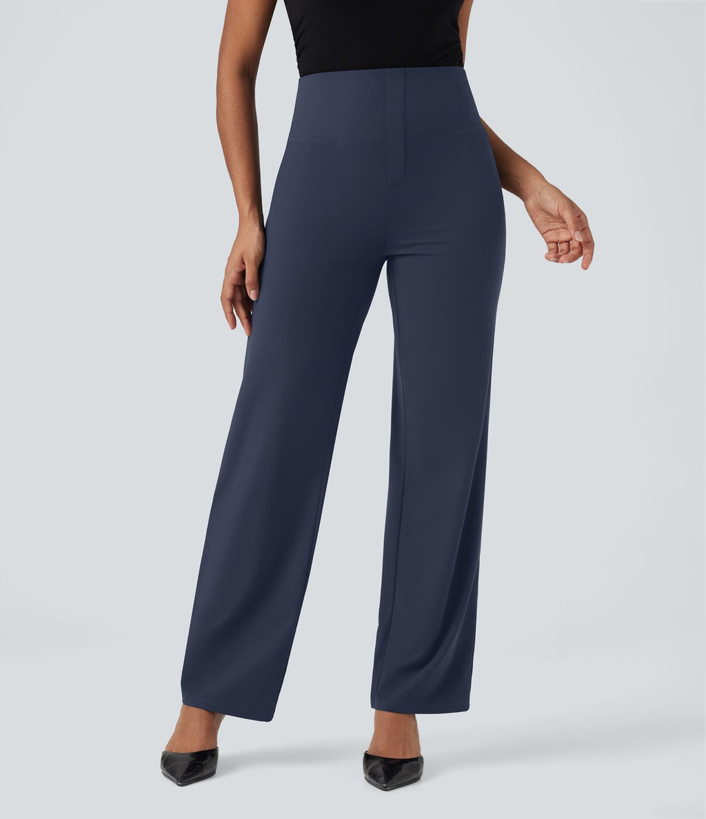 Pantalon de travail droit gainant taille haute avec poches Halara UltraSculpt™