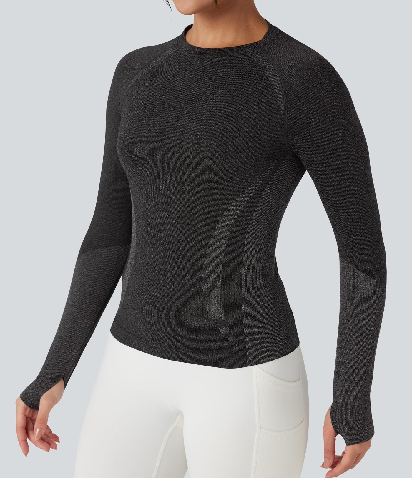 Haut de sport yoga manches raglan longues avec passants pouces sans couture OneForm Seamless Flow