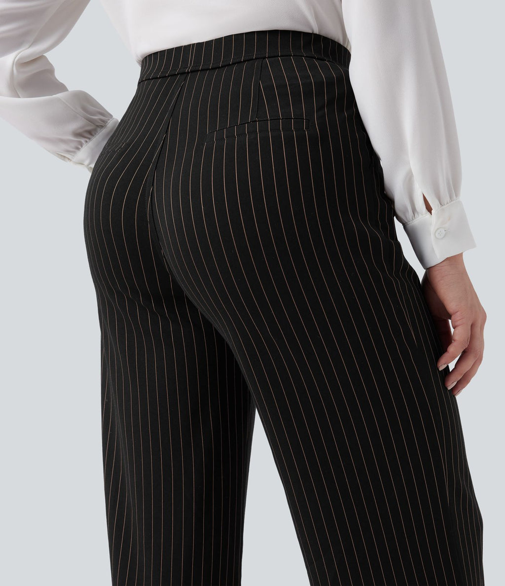 Pantalon Halara Flex™ tailleur droit taille haute rayé effet frais InstantCool avec poches