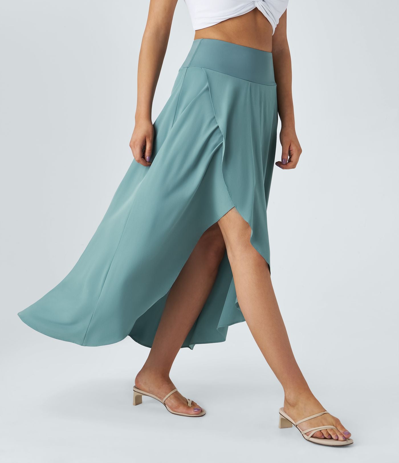 Jupe Longue Casual Breezeful™ Taille Haute à Volants 2en1 Fluide Sèchement Rapide Quotidien Maxi