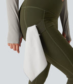 Legging de randonnée 7/8 résistant à l'usure taille haute croisée réfléchissant avec poche