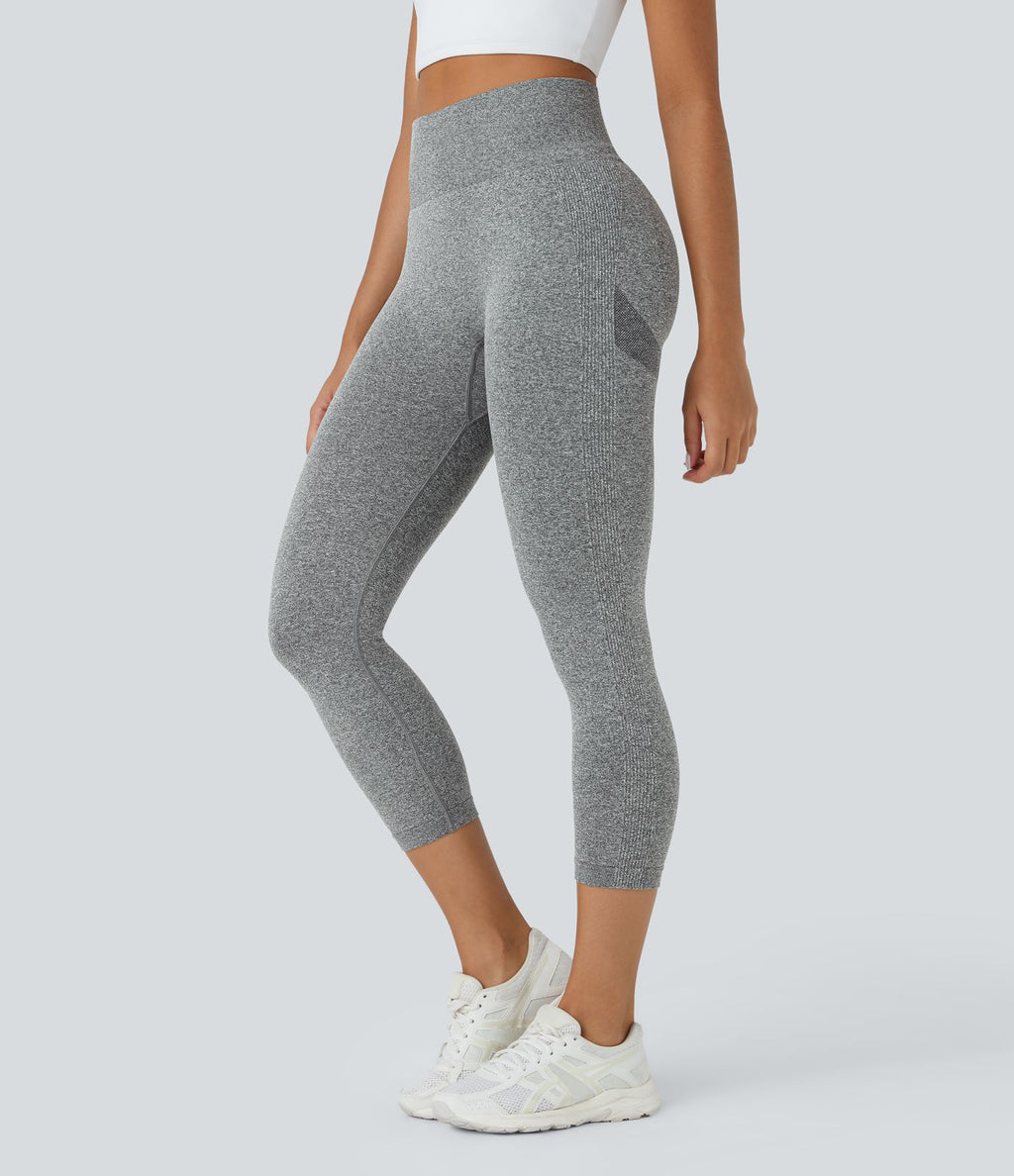 Legging capri yoga taille haute froncé effet push-up sans couture OneForm Seamless Flow
