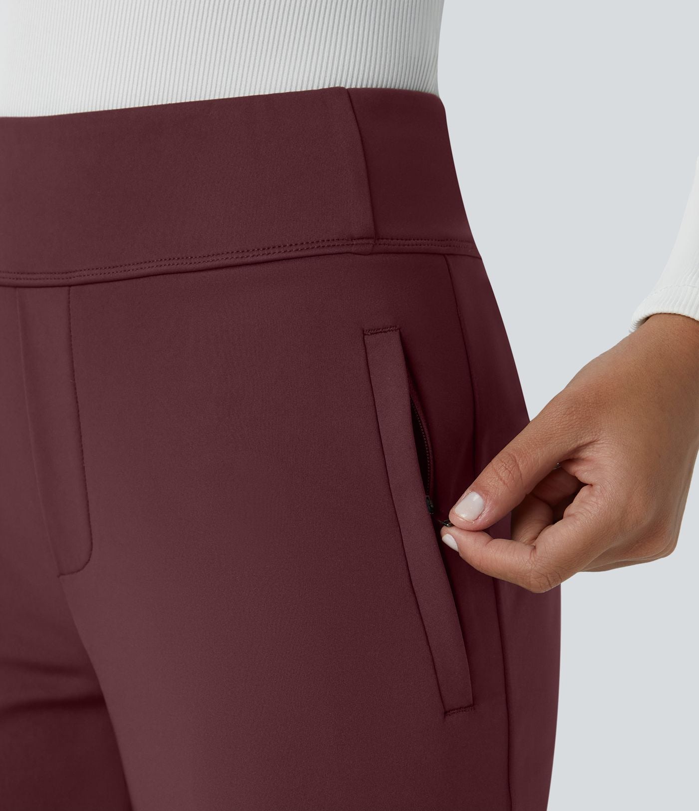Pantalon tailleur évasé taille mi-haute Halara Flex™ DayStretch avec zip latéral et poches