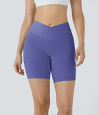 Softlyzero™ Short 17,5cm Yoga Taille Haute Crossover avec Poches Latérales