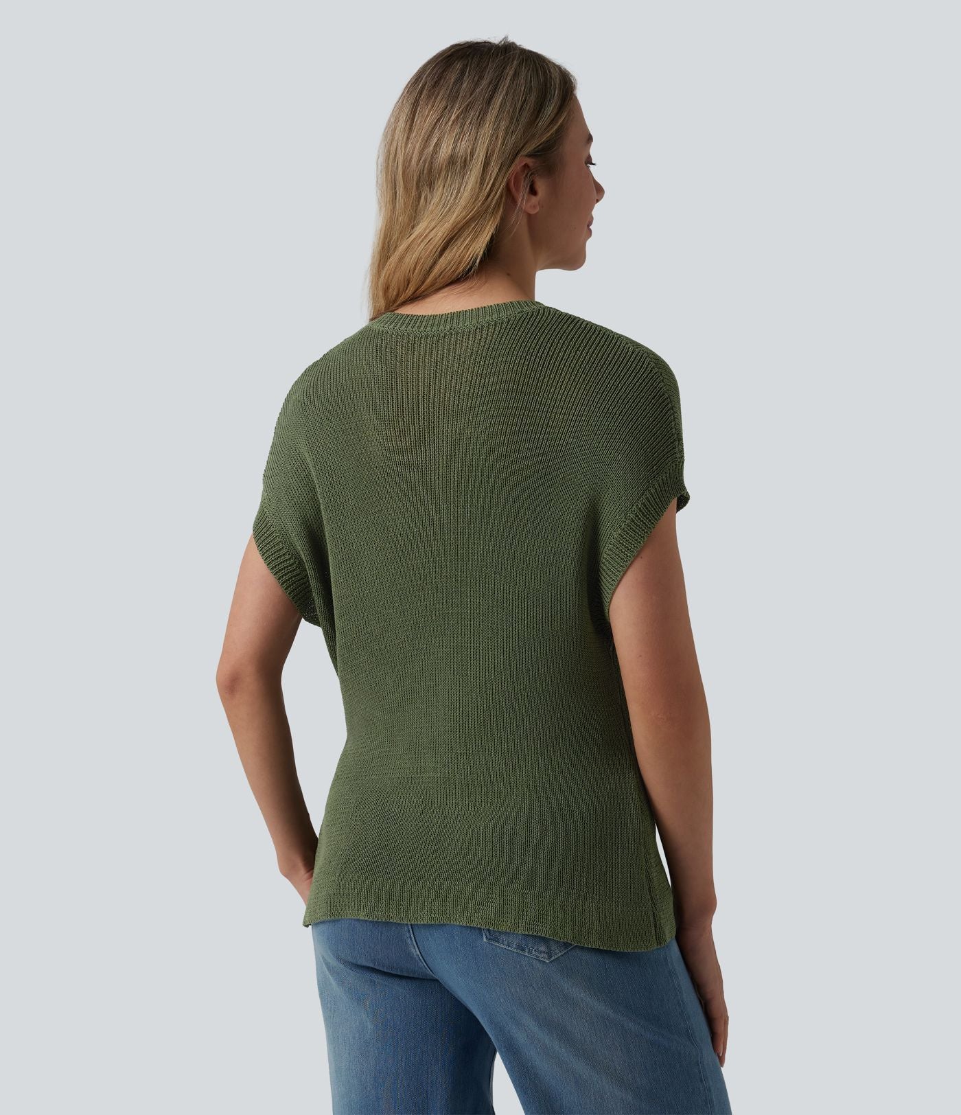 Pull décontracté col rond manches chauve-souris avec poche