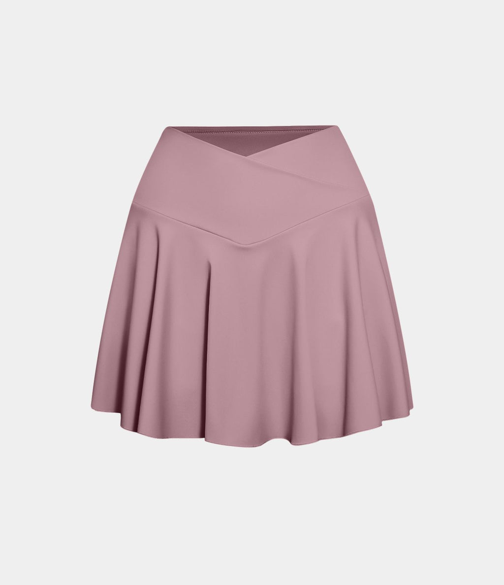 Jupe de tennis SoftlyZero™ Airy taille haute confortable 2-en-1 poches latérales croisées évasée effet frais