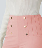 Pantalon tailleur skinny gainant taille haute à chevrons avec poches arrière zippées décoratives