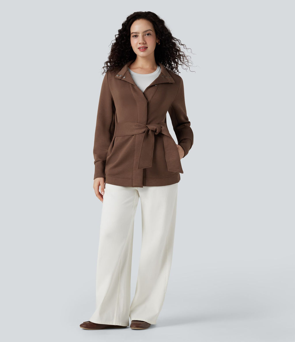 Manteau SpacerTek™ col montant, manches longues, ceinturé, avec poches