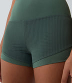 Shorts 2' Casual 2 en1 Taille Haute Empiècement en Maille dans le Dos et Poches