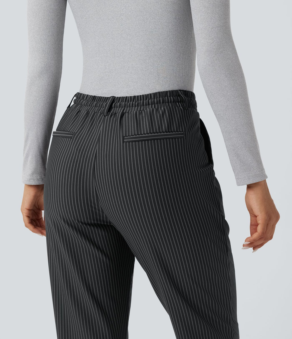 Pantalon Halara Flex™ taille mi-haute à cordon, effet rayé, coupe fuselée avec poches