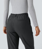 Pantalon Halara Flex™ taille mi-haute à cordon, effet rayé, coupe fuselée avec poches