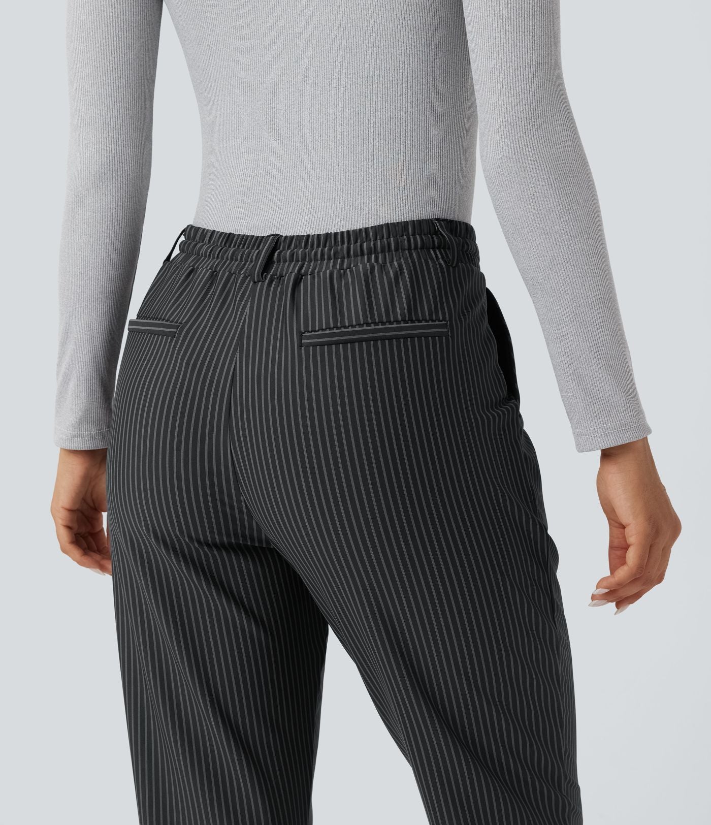 Pantalon Halara Flex™ taille mi-haute à cordon, effet rayé, coupe fuselée avec poches
