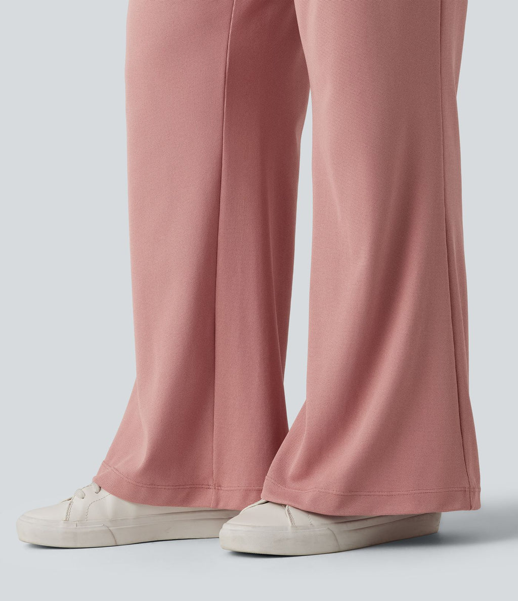 Halara Flex™ Pantalon tailleur évasé gaufré taille haute avec poches