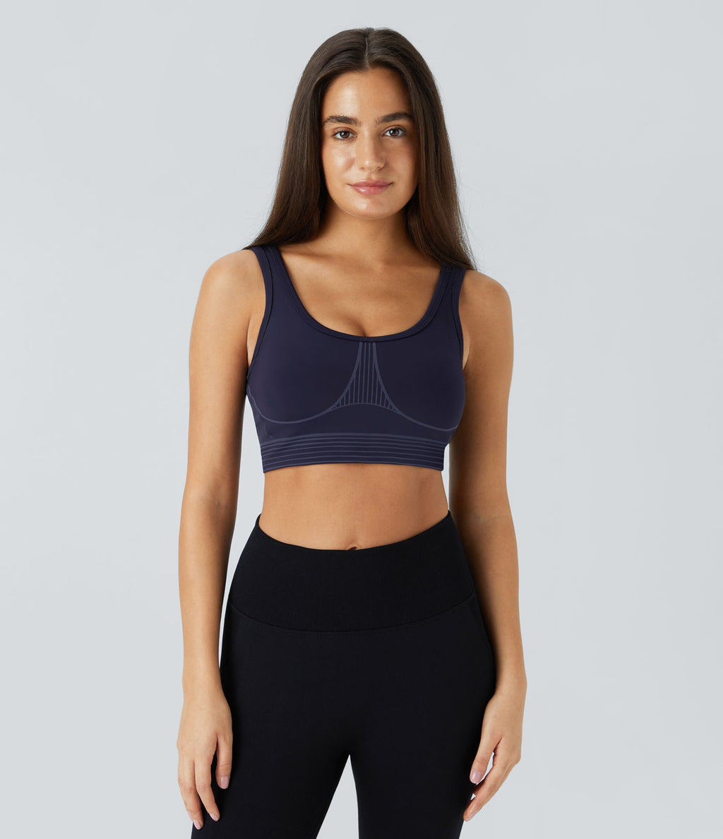 Brassière de sport SpeedWave™ à séchage rapide, maintien moyen, col en U, dos nu et motif rayé