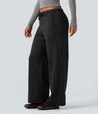Pantalon de sport coupe droite en polaire, taille basse, cordon de serrage, à poches
