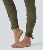 Softlyzero™ Legging Taille Haute Empiècement en Maille Contrastante Lacets Croisés Longueur 7/8