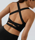 Débardeur yoga court SoftlyZero™ Airy col carré dos nu bretelles croisées effet frais InstantCool, bonnets A-C, protection solaire UPF50+