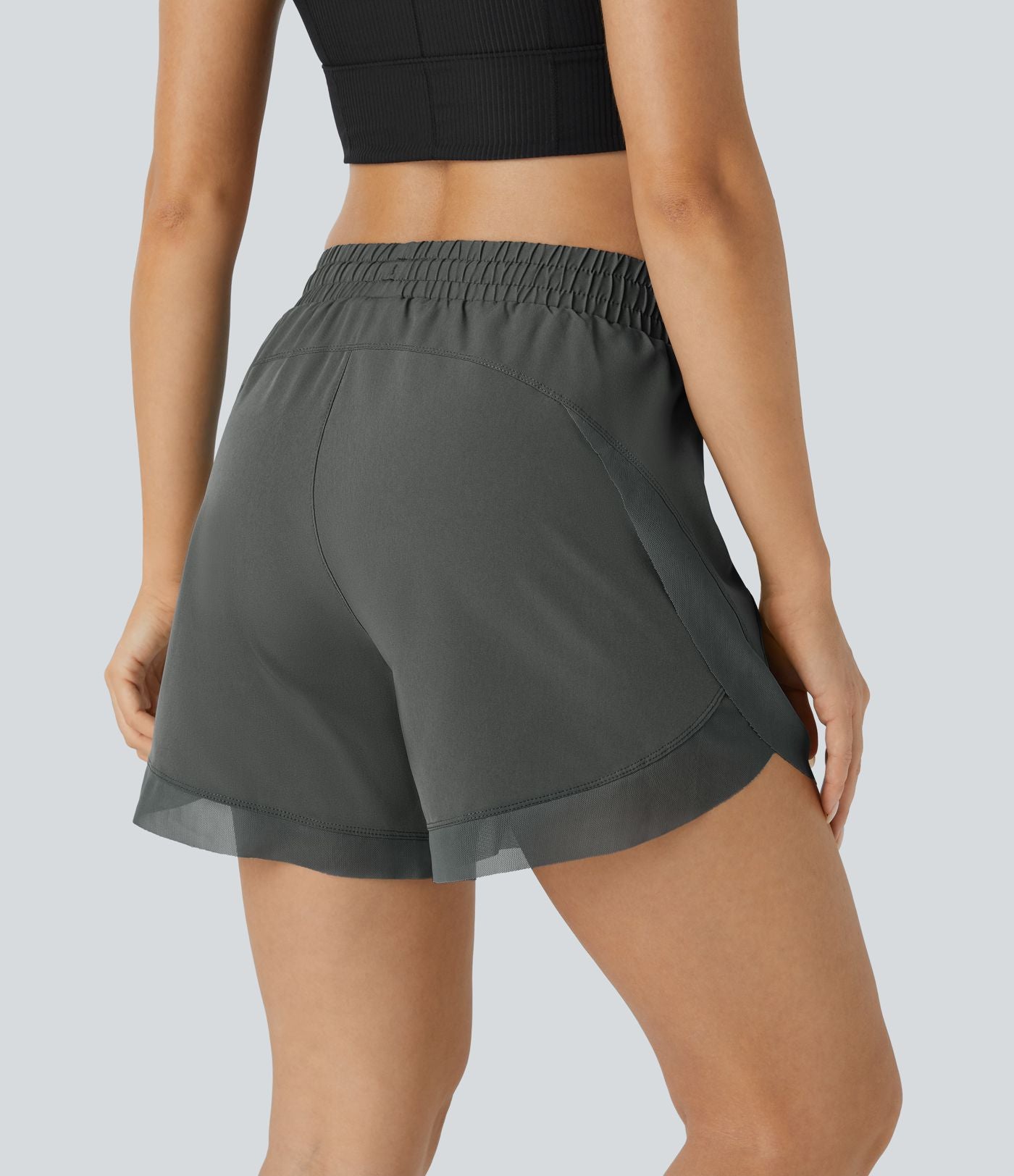 Short 12,5cm Running Fluide 2 en Taille Mi-Haut Cordon de Serrage Mesh Contrastant