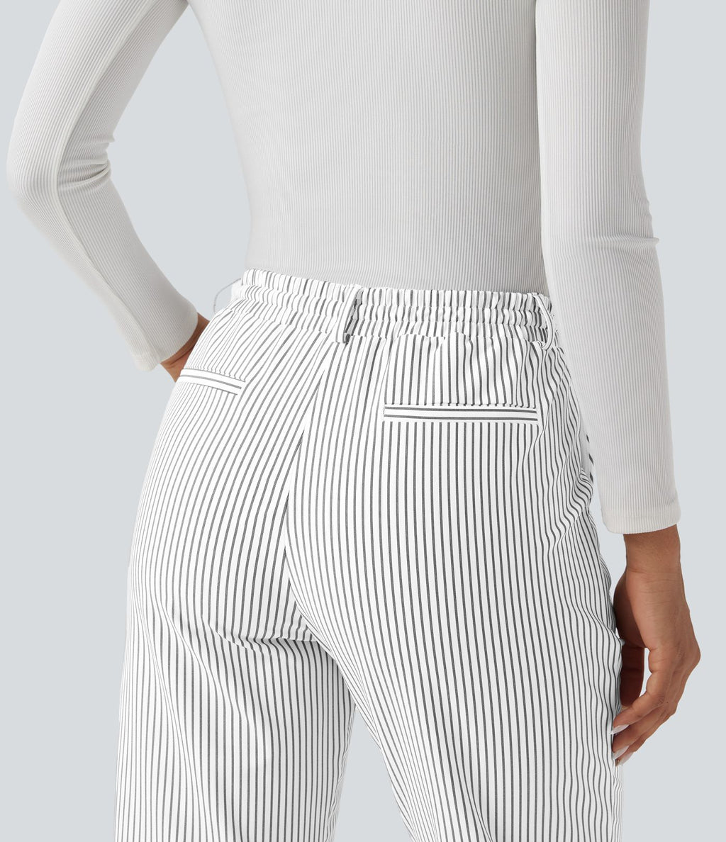 Pantalon Halara Flex™ taille mi-haute à cordon, effet rayé, coupe fuselée avec poches