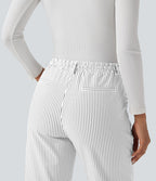 Pantalon Halara Flex™ taille mi-haute à cordon, effet rayé, coupe fuselée avec poches