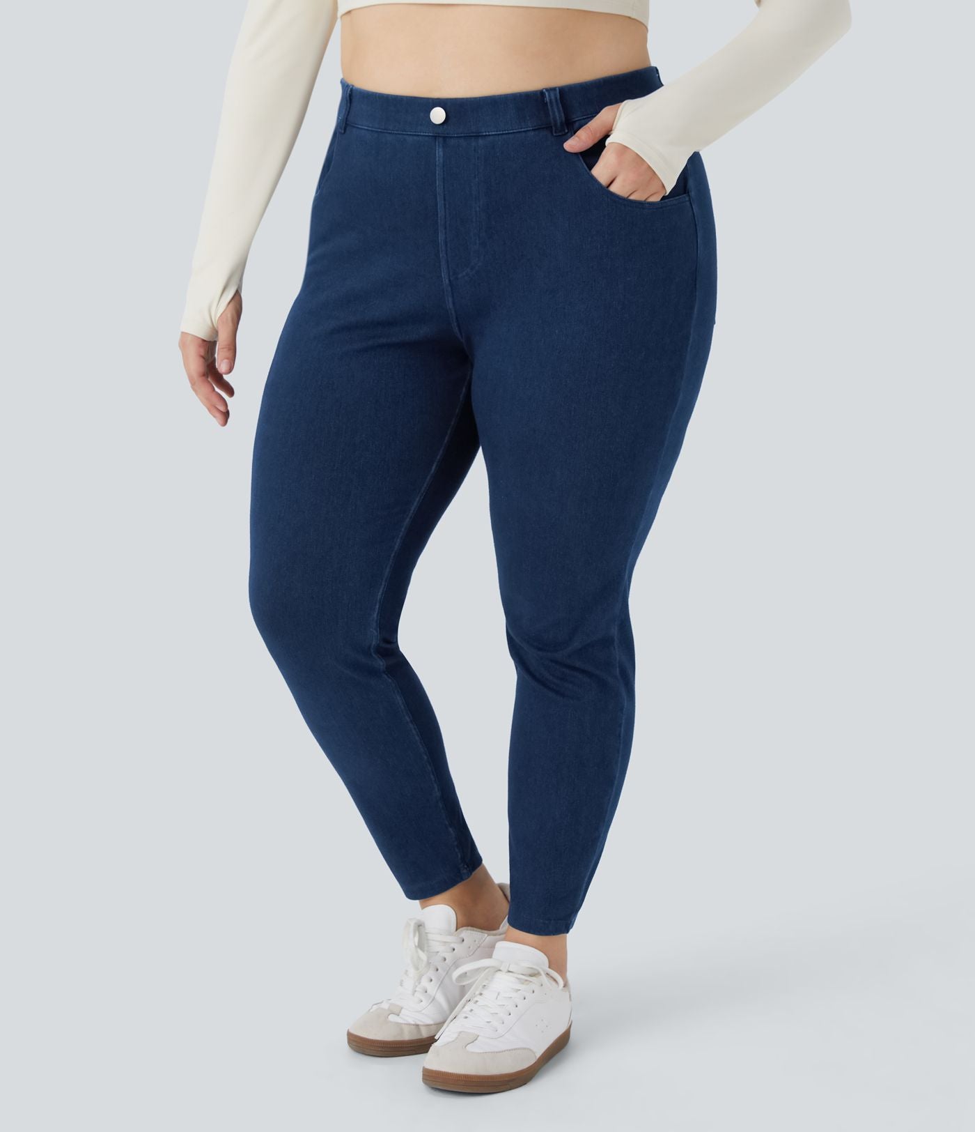 Legging de travail taille haute en denim Halara Flex™ avec poches, 7/8, grande taille
