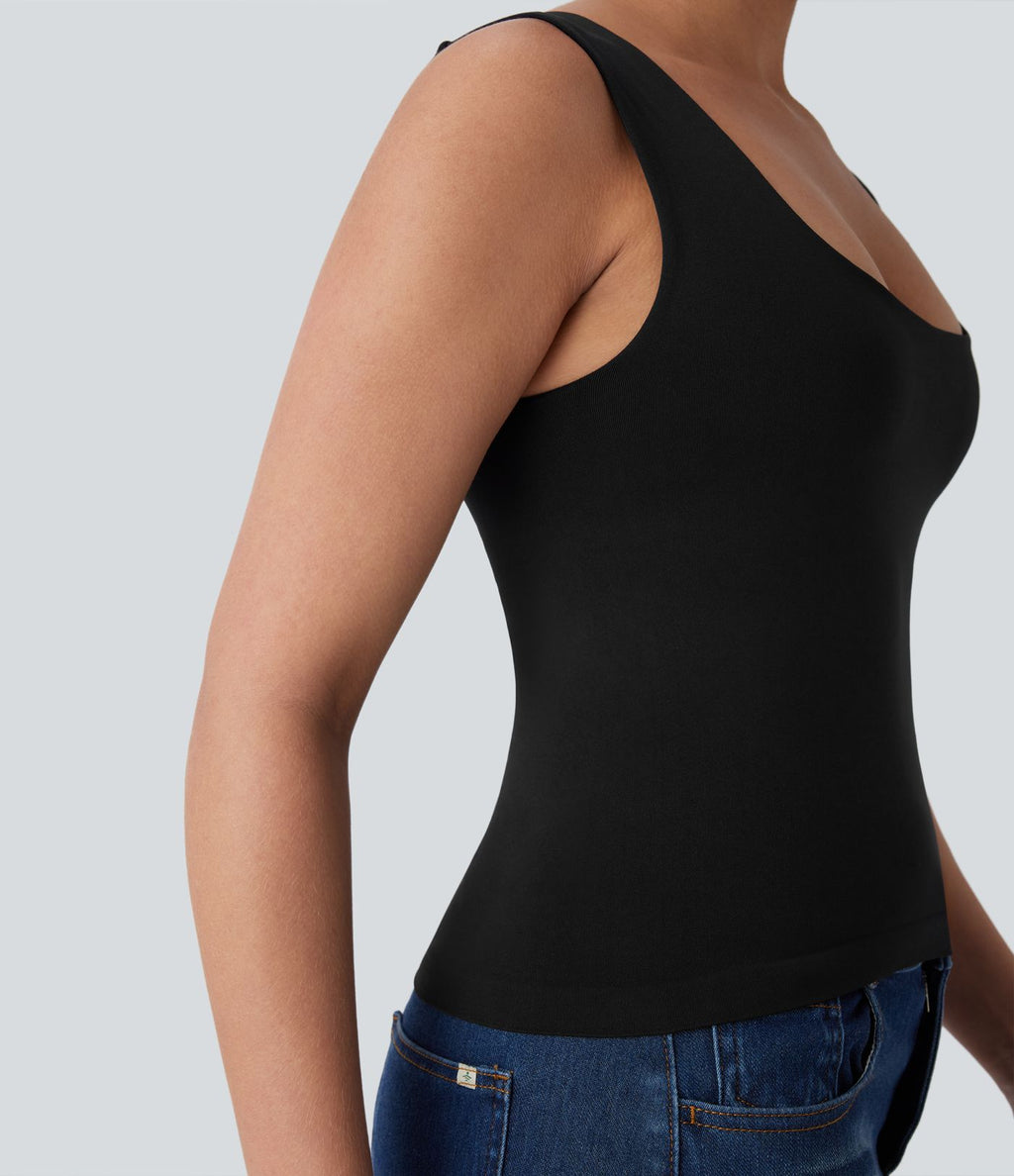 Haut d'intérieur 2-en-1 col U sans manches sans couture OneForm Seamless Flow