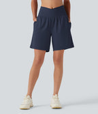 Short de yoga SoftlyZero™ Airy 2-en-1, taille haute, croisé, à effet frais InstantCool, 17,5 cm, avec poches