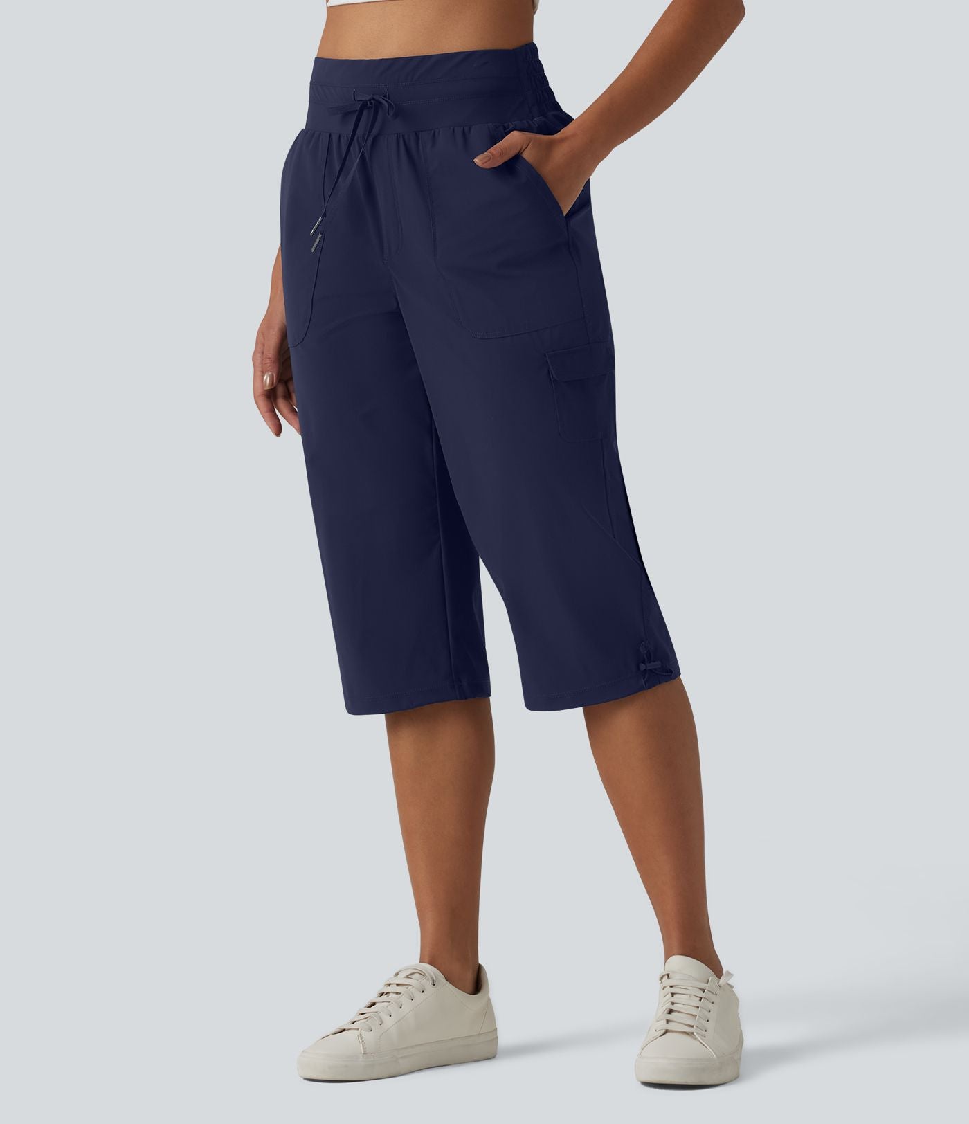 Pantalon décontracté corsaire droit taille mi-haute effet frais InstantCool à séchage rapide, cordon de serrage et poches, protection solaire UPF40+