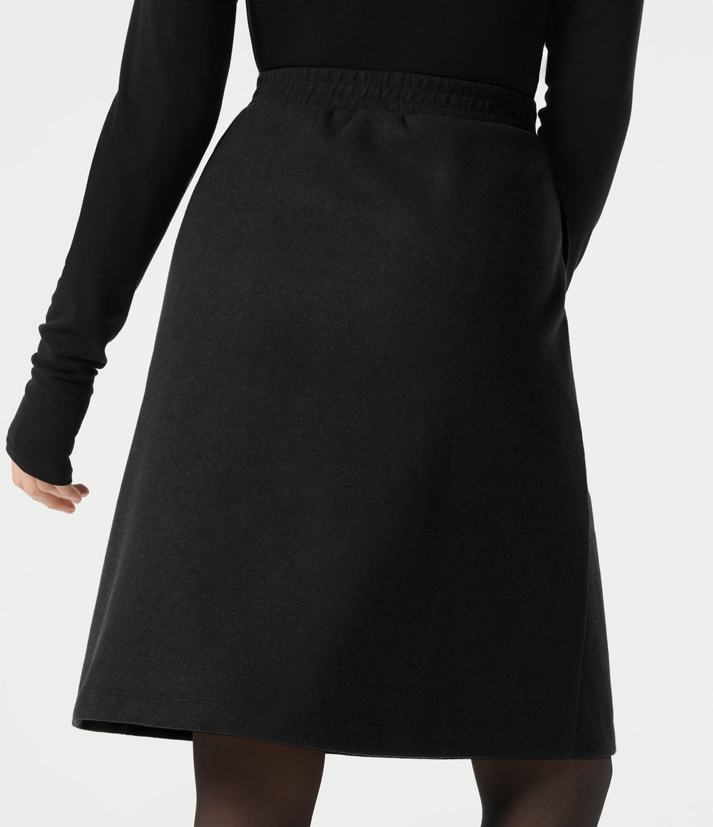 Jupe tailleur midi taille haute en polaire à poches