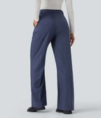 Pantalon tailleur bootcut taille haute avec poches