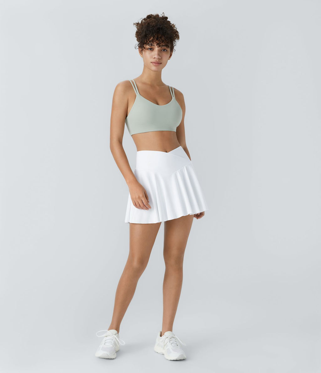Jupe de tennis SoftlyZero™ Airy taille haute confortable 2-en-1 poches latérales croisées évasée effet frais