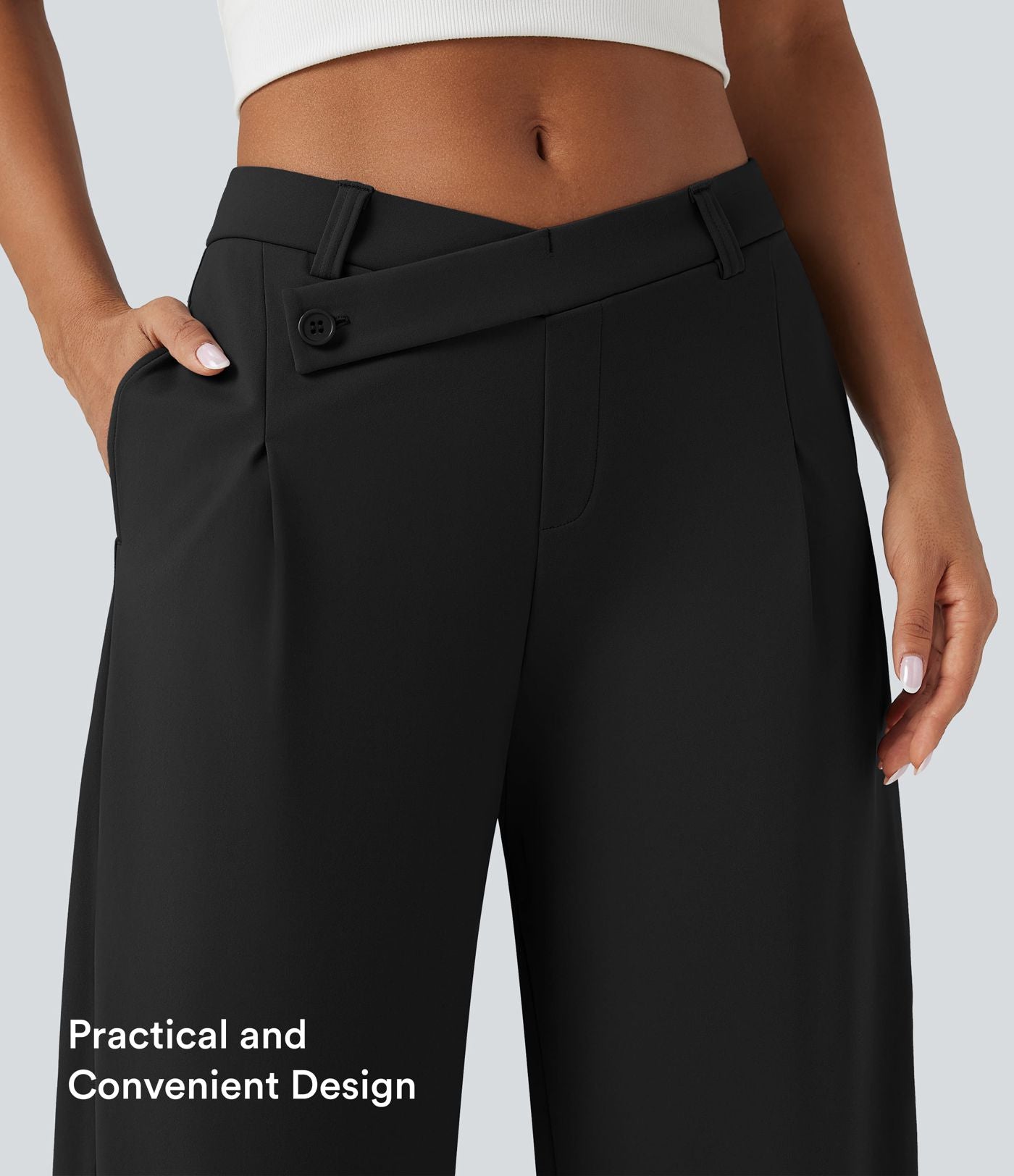 Pantalon tailleur fuselé asymétrique taille moyenne Halara Flex™ DayStretch avec poches