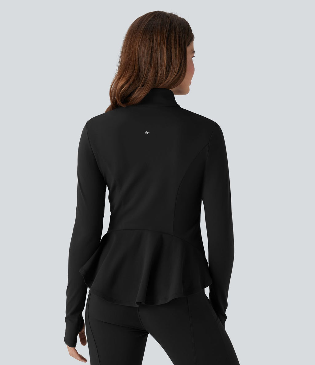 Veste ajustée col montant zippée avec passants pouces et ourlet à volants DayStretch avec poches