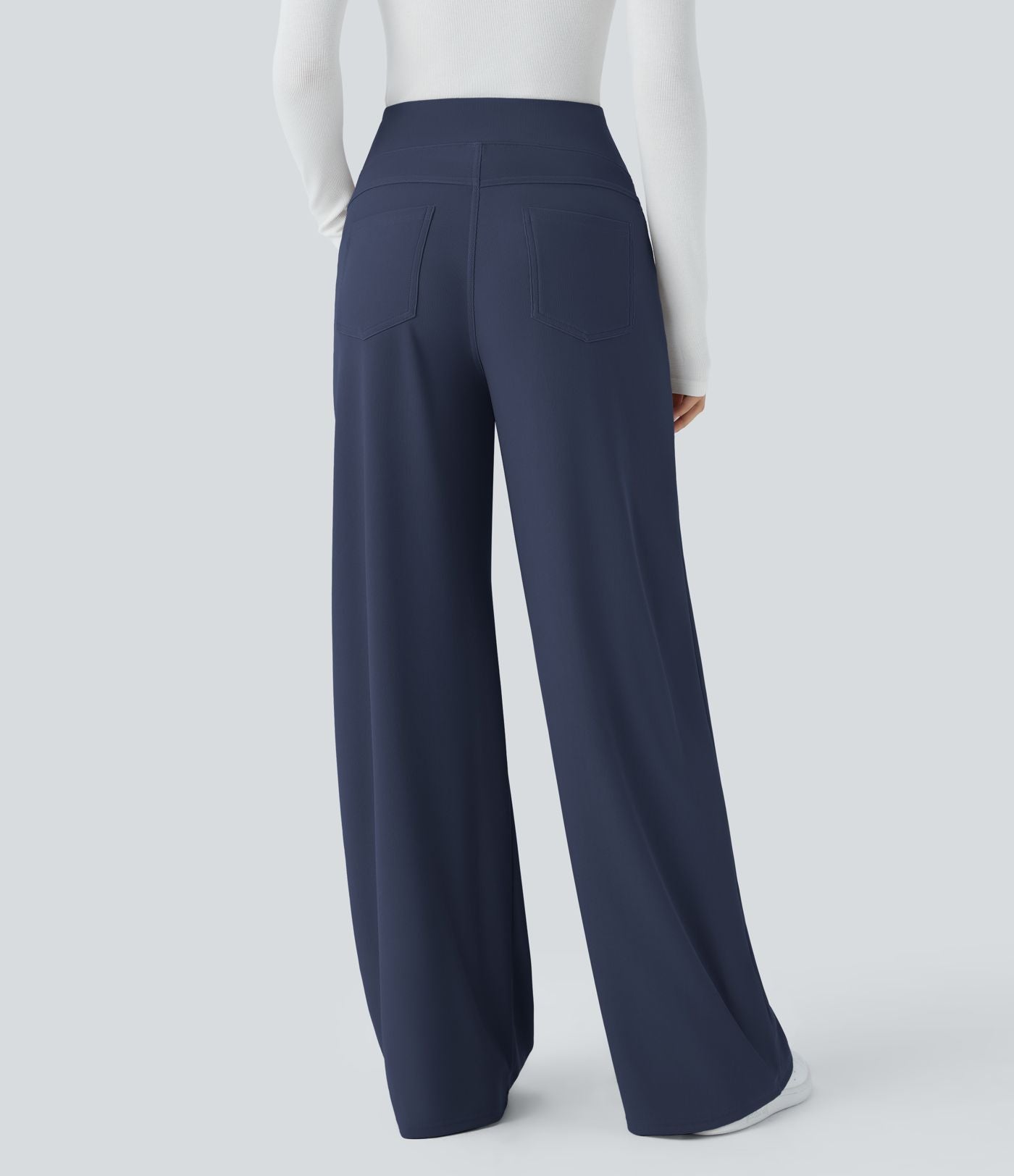 Pantalon tailleur large gainant taille haute en micro-gaufré avec poches Halara Flex™