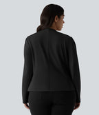 Blazer tailleur grande taille ajusté à col rond et manches longues