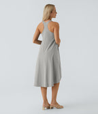 Robe décontractée mi-longue Breezeful™ dos nageur poche latérale fluide asymétrique séchage rapide A-C